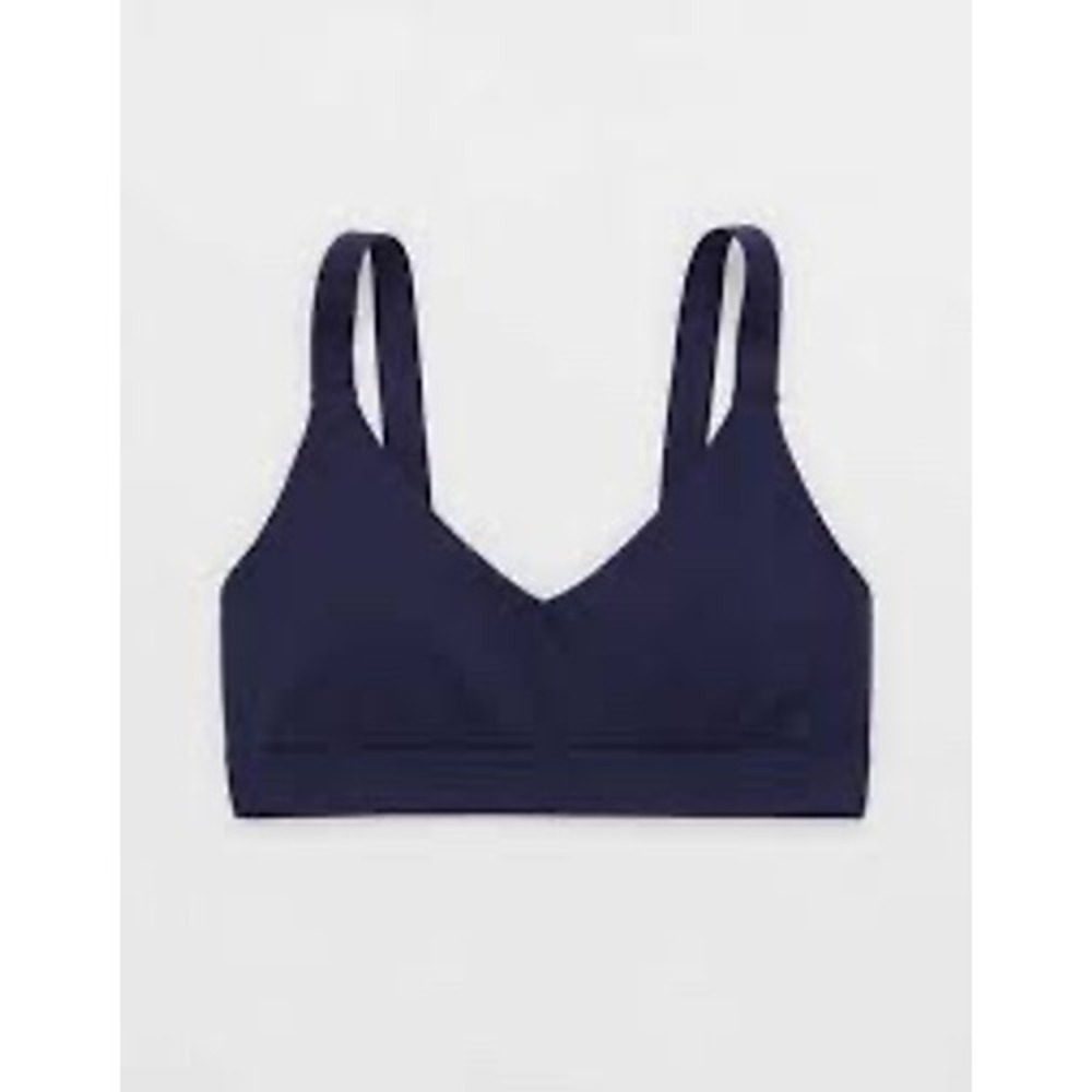 ✨Aerie Offline Navy Blue Seamless Lightly Lined V‎ Neck Sports Bra XL
